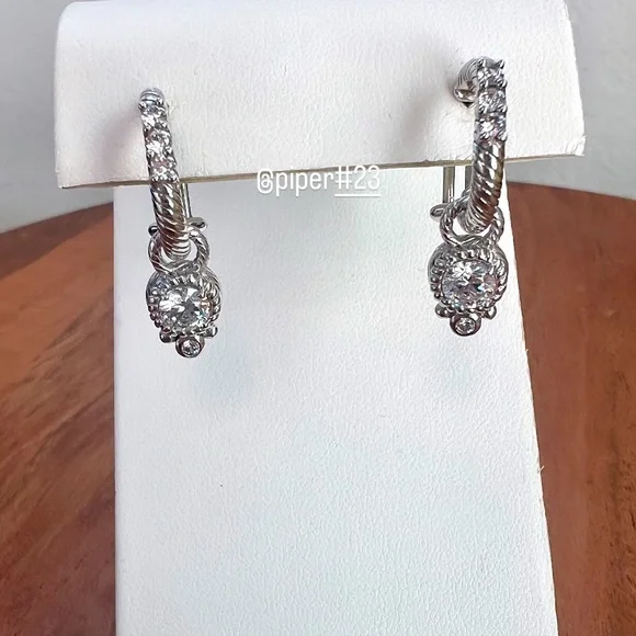 Judith Ripka Diamonique Hoop Earrings with removable Charm - Picture 6 of 10